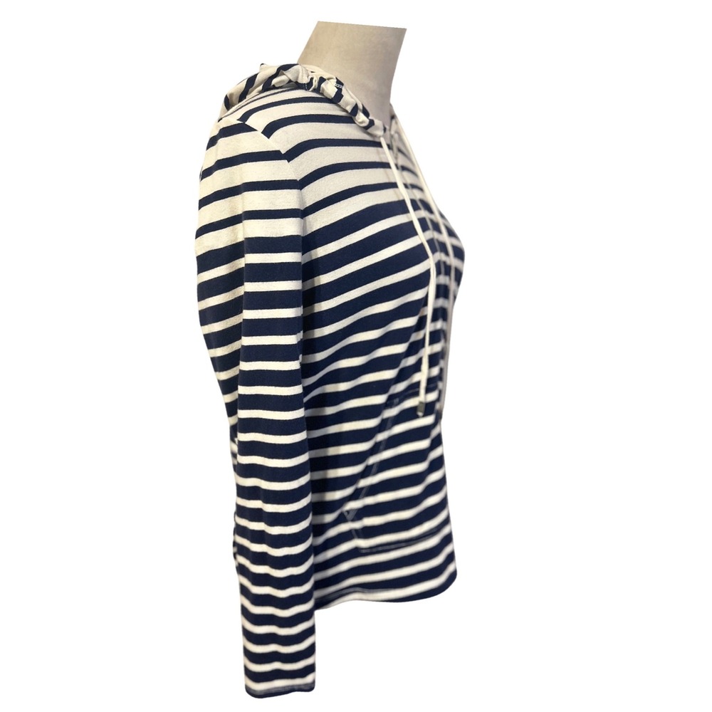 Lauren Ralph Lauren Active Navy White Striped Quarter Zip Hoodie Womens LRL - Picture 4 of 10